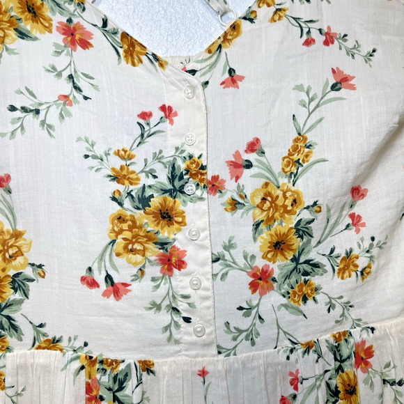 OLD NAVY Maxi Floral Dress Smocked Empire Waist Spaghetti Straps Lined Ruffle L - Picture 3 of 10